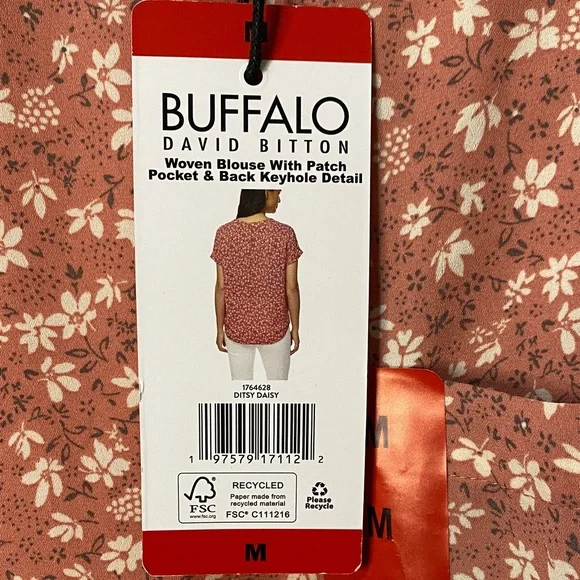 NWT Women's Short Sleeve Keyhole Floral Blouse Pink Medium - Picture 2 of 6